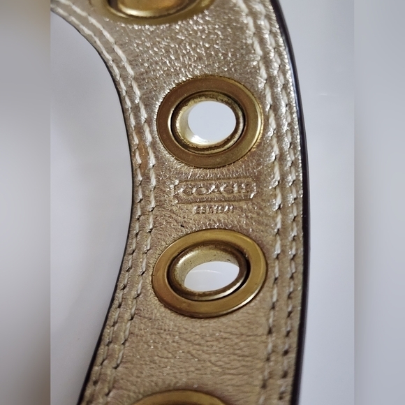 NWOT Coach Gold Leather & Grommet Bangle/Bracelet - Picture 7 of 7